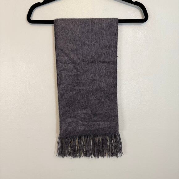 Alpaca Camargo Scarf Gray Long Solid Wool Fringed Neck Scarf Soft Cozy Warm - Picture 5 of 9